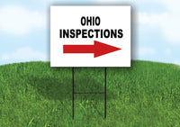 INSPECTIONS RIGHT ARROW RED_ OHIO Yard Sign with Stand LAWN SIGN