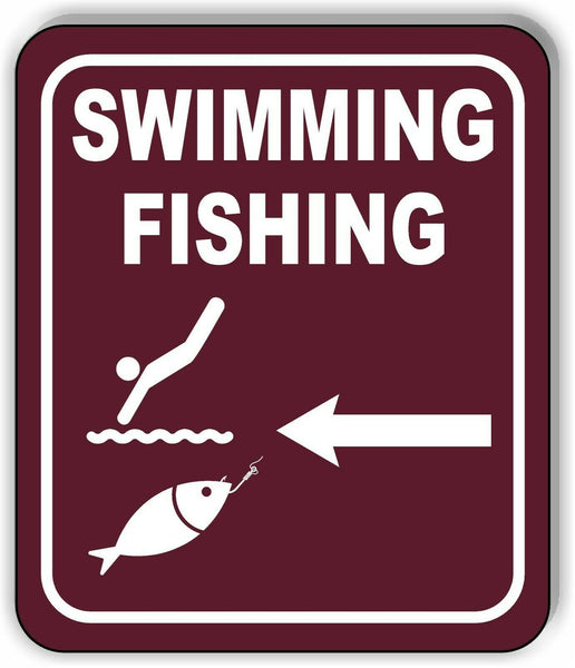 SWIMMING FISHING DIRECTIONAL LEFT ARROW CAMPING Aluminum composite sign