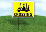 GOLF CART PERDESTRAIN CROSSING XING YELLO Plastic Yard Sign ROAD SIGN with Stand