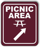 PICNIC AREA DIRECTIONAL 45 DEGREES UP RIGHT ARROW Aluminum composite sign