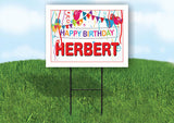 HERBERT HAPPY BIRTHDAY BALLOONS 18 in x 24 in Yard Sign Road Sign with Stand