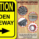 CAUTION HIDDEN DRIVEWAYs RIGHT ARROW VERTICAL Metal Aluminum Composite Sign