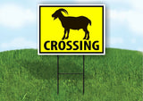 GOAT CROSSING XING YELLOW Plastic Yard Sign ROAD SIGN with Stand