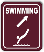 SWIMMING DIRECTIONAL 45 DEGREES UP RIGHT ARROW Metal Aluminum composite sign