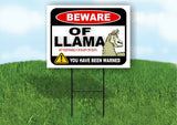 BEWARE OF LLAMA NOT RESPONSIBLE FOR Plastic Yard Sign ROAD SIGN with Stand