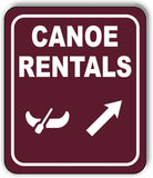 CANOE RENTALS DIRECTIONAL 45 DEGREES UP RIGHT ARROW Aluminum composite sign