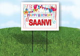 SAANVI HAPPY BIRTHDAY BALLOONS 18 in x 24 in Yard Sign Road Sign with Stand