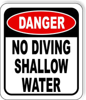 Danger no diving shallow water metal outdoor sign long-lasting