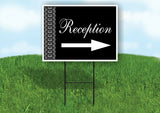 RECEPTION LACE SIDE RIGHT ARROW BLACK with Stand LAWN SIGN Single sided