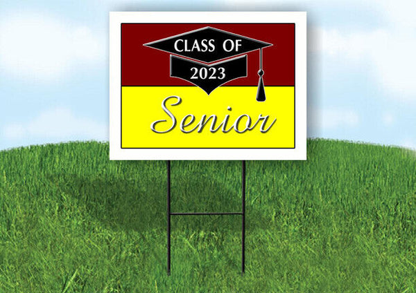 2023 SENIOR MAROON YELLOW  18inx24in Yard Road Sign w/ Stand