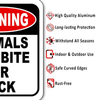 warning ANIMALS MAY BITE OR KICK Metal Aluminum composite sign