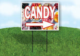 CANDY RIGHT ARROW RED Yard Sign Road with Stand LAWN SIGN Single sided