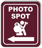 PHOTO SPOT SELFIE Hiking Left Arrow Camping Metal Aluminum Composite Sign