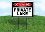 NO TRESPASSING Private Lake Yard Sign Road with Stand LAWN POSTER