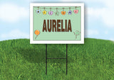 AURELIA WELCOME BABY GREEN  18 in x 24 in Yard Sign Road Sign with Stand