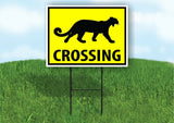 COUGAR CROSSING XING YELLOW Plastic Yard Sign ROAD SIGN with Stand