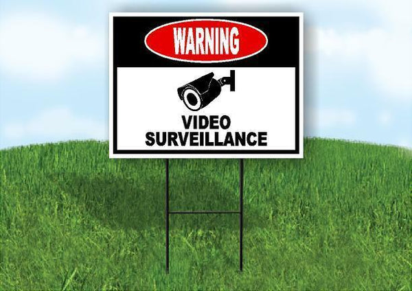 warning video surveillance Yard Sign Road with Stand LAWN SIGN