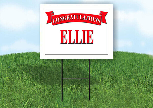 ELLIE CONGRATULATIONS RED BANNER 18in x 24in Yard sign with Stand