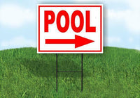 POOL RIGHT ARROW RED Yard Sign Road with Stand LAWN SIGN Single sided