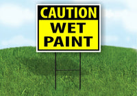 CAUTION WET PAINT YELLOW Plastic Yard Sign ROAD SIGN with Stand