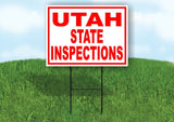UTAH STATE INSPECTIONS RED WHITE Yard Sign Road with Stand LAWN SIGN