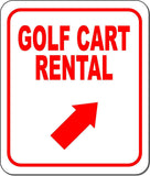 GOLF CART RENTAL RED 8 Arrow Variations Metal Aluminum composite sign