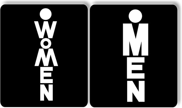 Funny Artistic set women men bathroom restroom metal sign set for business