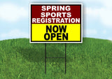 SPORTS REGISTRATION MAROON YELLOW SPRING Yard Sign with Stand LAWN SIGN