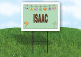 ISAAC WELCOME BABY GREEN  18 in x 24 in Yard Sign Road Sign with Stand