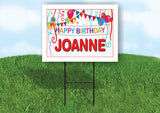 JOANNE HAPPY BIRTHDAY BALLOONS 18 in x 24 in Yard Sign Road Sign with Stand