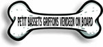 Dog on Board Petit Bassets Griffons Vendeen Bone Car Magnet Bumper Sticker 3"x7"