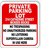 214 CATHERINE ST PRIVATE PARKING metal outdoor sign long lasting lot signage