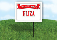 ELIZA CONGRATULATIONS RED BANNER 18in x 24in Yard sign with Stand