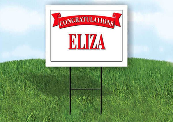 ELIZA CONGRATULATIONS RED BANNER 18in x 24in Yard sign with Stand