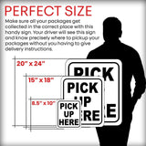 PICK UP HERE BLACK Metal Aluminum composite sign