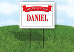DANICA CONGRATULATIONS RED BANNER 18in x 24in Yard sign with Stand