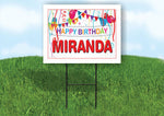 MIRANDA HAPPY BIRTHDAY BALLOONS 18 in x 24 in Yard Sign Road Sign with Stand