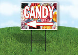 CANDY LEFT ARROW RED Yard Sign Road with Stand LAWN SIGN Single sided