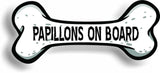 Dog on Board Papillons Bone Car Magnet Bumper Sticker 3"x7"