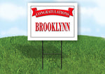 BROOKLYNN CONGRATULATIONS RED BANNER 18in x 24in Yard sign with Stand