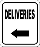 DELIVERIES DIRECTIONAL LEFT BLACK Arrow Variations Metal Aluminum composite sign