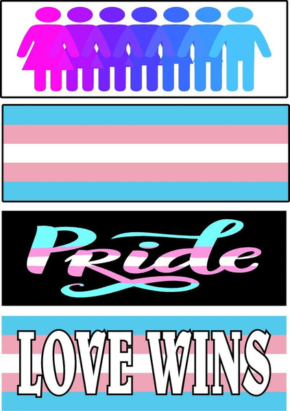Set of 4  magnetic bumper stickers magnets transgender FLAG PRIDE LOVE WINS
