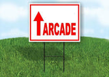 ARCADE STRAIGHT arrow RED Yard Sign with Stand LAWN SIGN