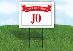 JO CONGRATULATIONS RED BANNER 18in x 24in Yard sign with Stand