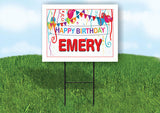 EMERY HAPPY BIRTHDAY BALLOONS 18 in x 24 in Yard Sign Road Sign with Stand