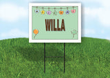 WILLA WELCOME BABY GREEN  18 in x 24 in Yard Sign Road Sign with Stand