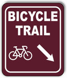 BICYCLE TRAIL DIRECTIONAL 45 DEGREES DOWN RIGHT ARROW Aluminum composite sign