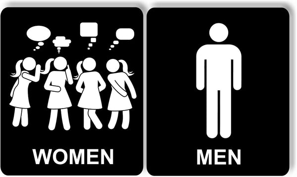 Funny women Talking, men bathroom restroom metal sign set for business