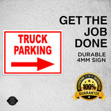 TRUCK PARKING RIGHT arrow red with border Yard Sign with Stand LAWN SIGN