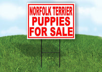 Norfolk Terrier PUPPIES FOR SALE RED Yard Sign Road with Stand LAWN SIGN